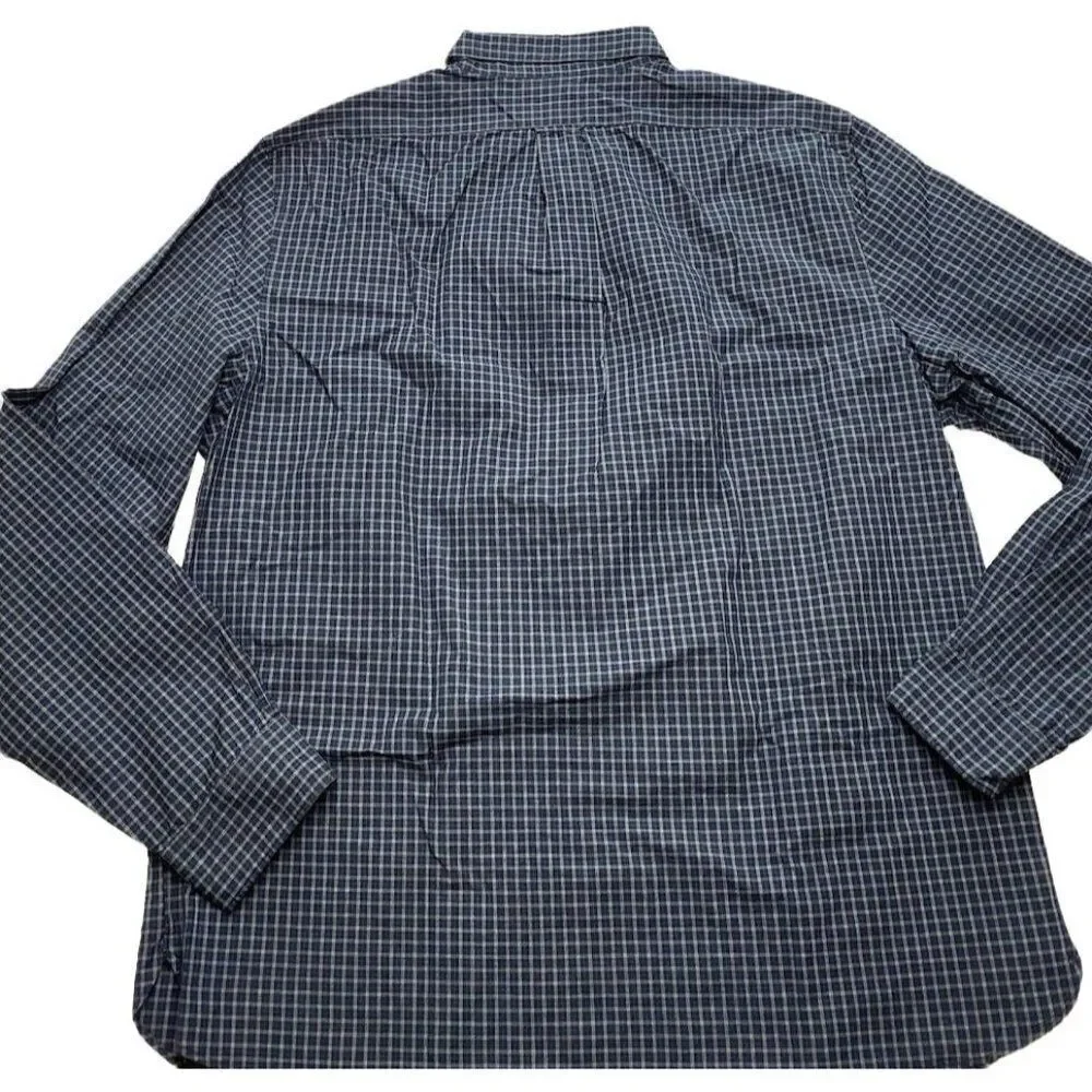 The Men's Store Button Down Shirt Men's 2XL‎ XXL Navy Gray Blue Plaid Collar NEW